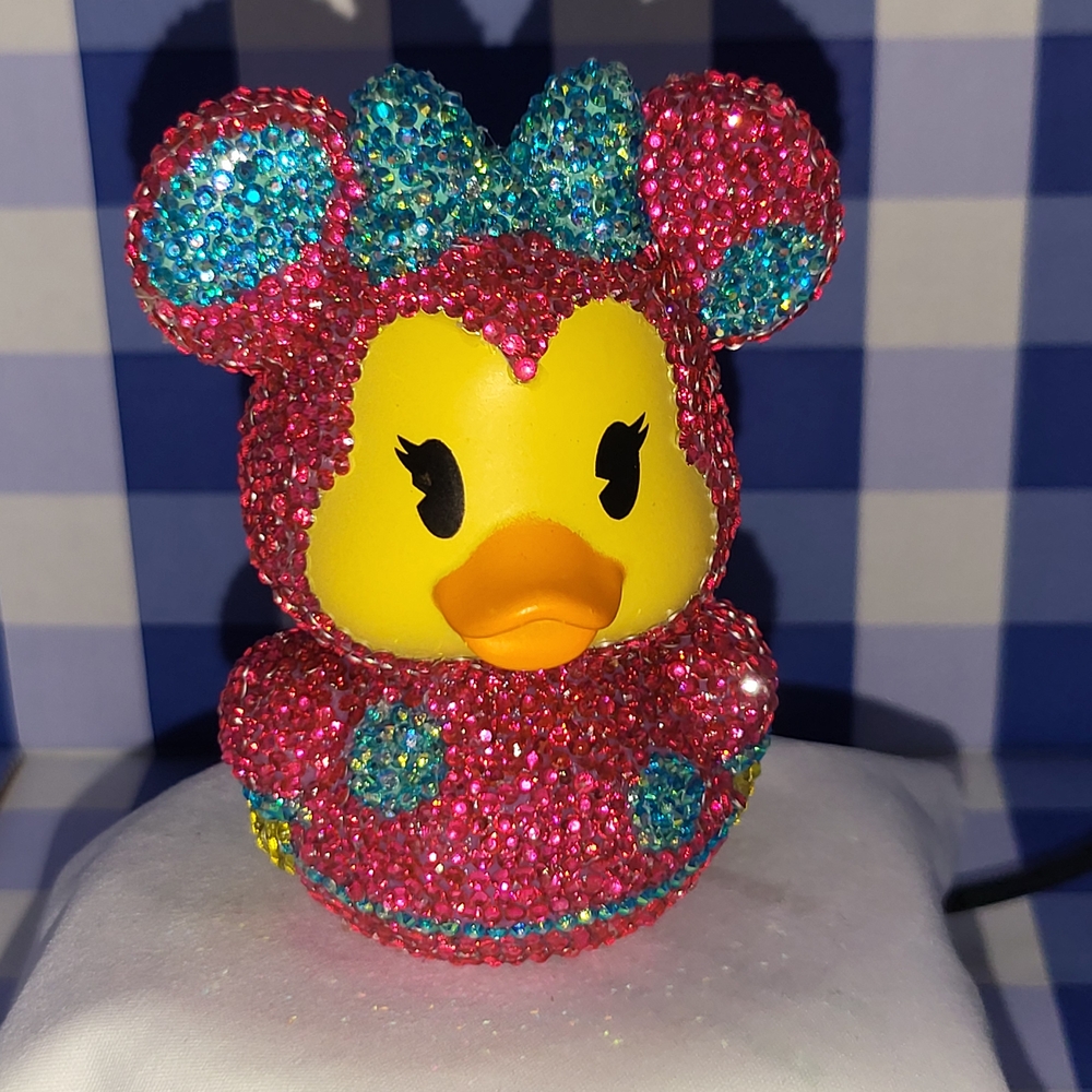 Sparkling Pink and Blue Duck Figurine